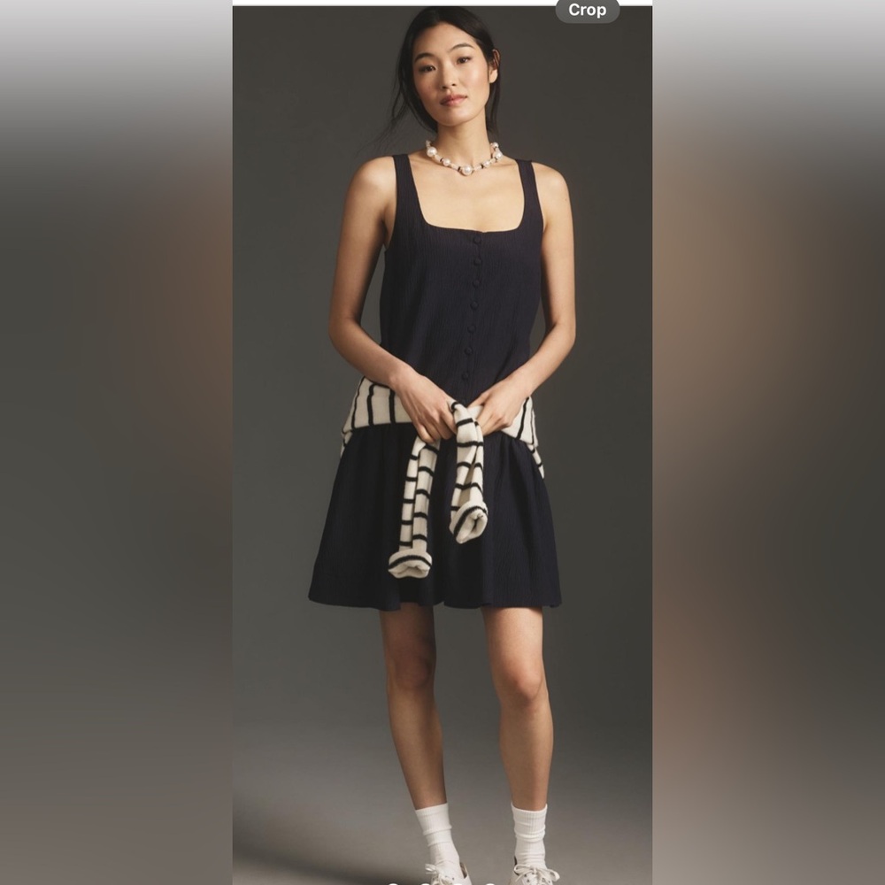 NWT Anthropologie size M seersucker dress in navy